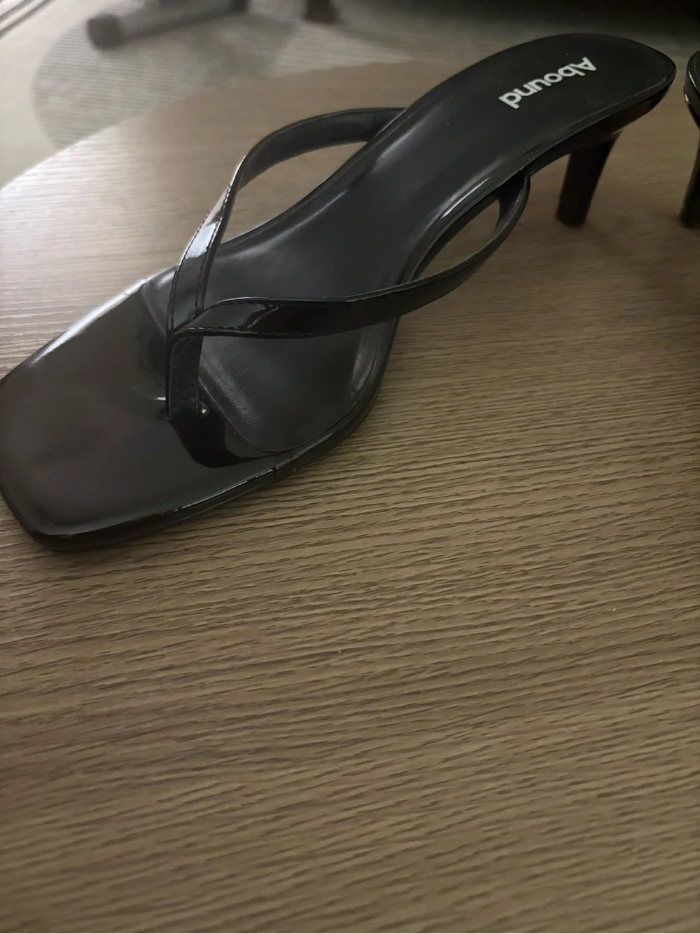Abound Black Patent Square-Toe Thong Heeled Sandals